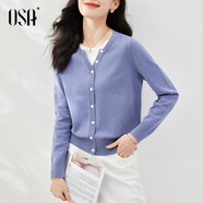 歐莎（OSA）落日橘假兩件短款針織衫內(nèi)搭打底毛衣女上衣2025年秋新款可外穿 灰藍(lán)色 2XL