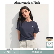 Abercrombie & Fitch【百搭純色】女裝25夏季經(jīng)典小麋鹿修身圓領(lǐng)短袖T恤KI139-5759 海軍藍(lán) S (165/92A)