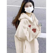 索菲堡女裝新款2024秋冬裝衛(wèi)衣女寬松顯瘦外套中長款連帽開衫學院風上衣 杏色【薄款】 M