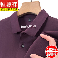 恒源祥春秋男士100短袖t恤純棉翻領(lǐng)Polo打底衫中年重磅半袖上衣男 短.袖33780紫紅 180150-165斤