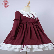 閃動(dòng)少女（SHANDONGSHAONV）洛麗塔lolita JSK吊帶連衣裙品質(zhì)定制款洛莉塔lo裙洋裝新品清純?nèi)?酒紅色op長袖連衣裙 默認(rèn)尺寸