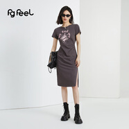 普普風(fēng)2024年夏季女裝新品甜酷好穿針織連衣裙PB2L21115L 灰色 S