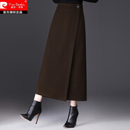 皮爾卡丹一片式仿毛呢女減齡秋冬2025新款高腰顯瘦氣質(zhì)中長(cháng)款包臀一步長(cháng)裙 咖色 裙長(cháng)87厘米 2XL 腰圍2尺3/適合121-130斤