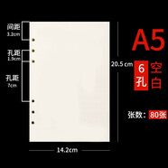 九千年 160頁米黃色A4B5A5A6A7活頁紙6孔9孔活頁芯可拆卸活頁本筆記本100G替芯內(nèi)芯定制 25k（A5）空白款活頁內(nèi)芯