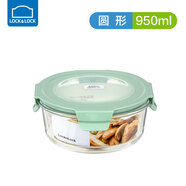 樂扣樂扣飯盒微波爐加熱專用玻璃碗帶蓋上班族帶飯便當(dāng)盒大容量圓形保鮮盒