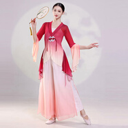 筑凡舞蹈服成人套裝中國舞古典舞身韻紗衣表演服裝繡花復古風(fēng)上衣練功 酒紅短套裝【上衣+粉褲+吊帶】 L 105-120