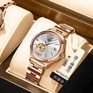 KASSAW名表真鉆 天俊典藏版 瑞士認證手表女表鏤空機械表女士腕表防水 【鑲嵌鉆石】輕奢玫白鋼帶K990L