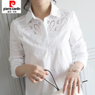 皮爾卡丹純棉白襯衫女裝中長(cháng)款長(cháng)袖2025春秋季新款韓版百搭春天純棉襯衣 白色 M 【80-100斤】