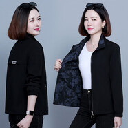 牧思特短外套女兩面穿風(fēng)衣春秋季女裝新款夾克衫棒球服連帽女士上衣秋天 7558黑色 L