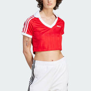 阿迪達(dá)斯（adidas）三葉草短袖女裝夏季新款翻領(lǐng)足球風(fēng)健身運(yùn)動(dòng)服透氣休閑短款T恤 IR9778 S