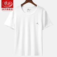 浪莎短袖T恤男半袖體恤衫透氣半截袖男士夏天汗衫衣服五分上衣男裝 白色 185/XXXL
