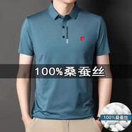 皮爾卡丹（pierre cardin）新款蠶冰絲短袖t恤男士夏季免燙無(wú)痕大碼爸爸裝商務(wù)POLO體恤衫男 淺藍(lán)色 M【建議體重100-120斤】