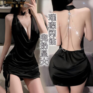 洛蔓希 情趣內衣 性感鏈條露背誘惑睡衣露乳顯瘦掛脖睡裙免脫家居服套裝