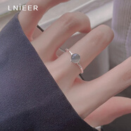 LnieerS925銀月光石戒指女簡(jiǎn)約設(shè)計(jì)感食指戒子輕奢指環(huán)送女友情人節(jié)禮物 月光石開口戒【通體S925銀】