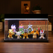 雷漫數碼寶貝手辦小怪獸蛋糕裝飾動(dòng)漫卡通公仔車(chē)載擺件 4cm9款數碼寶貝 玩偶+展示盒+燈飾