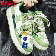 NASA XVVX官方聯(lián)名春夏季休閑百搭鞋子男生戶(hù)外厚底增高耐磨潮流運動(dòng)板鞋男 綠色 40