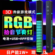 呱呱鳥車載RGB聲控音樂節(jié)奏拾音燈七彩律動(dòng)音箱電腦桌面擺件音響裝飾燈 3D款金屬漆【支架+底座+APP】 5V（插線）
