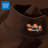 真維斯（JEANSWEST）德絨打底衫女裝秋冬季長袖t恤上衣服加絨保暖加厚內(nèi)搭半高領(lǐng)秋衣 咖啡 小一捧花束_K_左領(lǐng)角 M