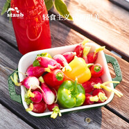 琺寶（staub）陶瓷烤盤芝士焗飯焗面盤家用烤箱焗爐專用烘焙雙耳長方菜盤 蒔蘿綠20*16cm