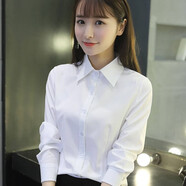 奕卬2022白襯衫女職業(yè)夏短袖正裝工裝半袖工作服襯衣女加絨修身面試 白色長(cháng) M