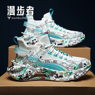 漫步者刀鋒鞋新款時(shí)尚男鞋百搭潮流運(yùn)動(dòng)鞋子男飛織透氣男鞋 白月 41