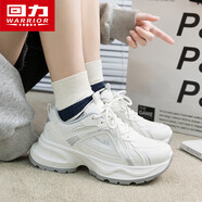 回力上海女鞋厚底增高老爹鞋夏季透氣百搭休閑鞋子情侶同款減震運動(dòng)鞋 白/銀. 42