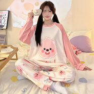 露比女童睡衣純棉長(cháng)袖長(cháng)褲套裝春秋新款少女中大童女孩兒童家居服 T24516Loopy露比【舒適純棉】 130 身高123-133cm 55斤內【14碼】