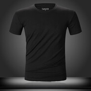 catwick 歐洲站 catwi ck短袖T恤大碼男裝上衣服青少年莫代爾圓領(lǐng)純色t桖 黑色 M