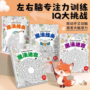 魔法線條迷宮數(shù)字連線畫本全套4冊正版圖書 兒童迷宮魔線專注力神器左右腦開發(fā)思維訓練 3-6-12歲魔法連線小學生益智思維邏輯訓練書魔法線條數(shù)字畫畫臨摹連線繪本 兒童趣味連線動物植物水果畫畫涂色臨摹本
