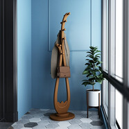 千花現代中式落地實(shí)木落地琵琶形網(wǎng)紅藝術(shù)客廳臥室掛衣架衣帽架PP003 橡膠木-淺胡桃色