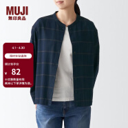 无印良品（MUJI）女式法兰绒 立领衬衫 格子 内搭 衬衣  BCB19C1A 深藏青色格纹 S