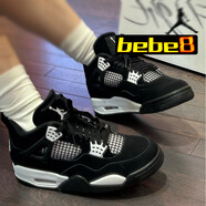 耐克（NIKE）【嚴(yán)選好物】AJ4 Nike Air Jordan 4喬 中幫男女子休閑運(yùn)動籃球鞋 黑白雷公GS女FQ8213-001 35.5