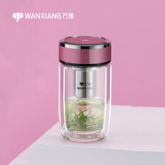 萬象雙層玻璃杯透明水杯商務(wù)男士女士辦公杯帶蓋過濾網(wǎng)茶杯大肚水杯 V194AL紅梅色- 200ml