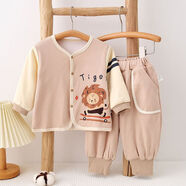 葉余春秋款嬰幼兒雙層對開(kāi)衫保暖秋衣寶寶休閑可外穿兒童外套秋裝 對襟套裝 66