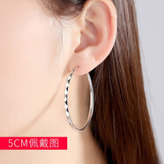 金瑞誠純銀耳圈女大耳環(huán)2025年新款999素圈圈氣質(zhì)高級感耳飾銀飾夏禮物  直徑5CM 一對【視頻同款】
