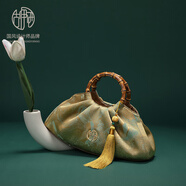 古伊西中國風(fēng)非遺宋錦女包復古旗袍包腋下包60歲生日禮物媽媽包手拎布包 款式2-竹節包-桂皮淺棕-送禮品袋