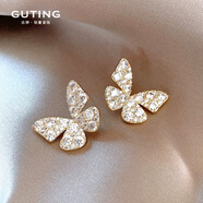 古婷蝴蝶耳飾女輕奢高級感氣質(zhì)大氣鋯石耳釘2025新款銀針小眾獨特耳環(huán) 蝴蝶耳釘