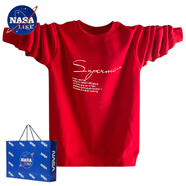 NASALIKE重磅少年感T恤薄款長(cháng)袖純棉15歲男孩出花園穿紅色上衣女裝圓領(lǐng)打 大紅 字母 XL (社會(huì )小伙)