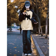 XIPR衛(wèi)衣套裝17秋冬韓版16少女13初中學(xué)生歲14女孩15兩裝12一套衣服 (春秋款單件)黑拼杏色衛(wèi)衣 L 105-115斤
