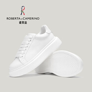 諾貝達(dá)（ROBERTA DI CAMERINO）秋冬季新款潮流百搭真皮厚底小白鞋男士高級感日常休閑輕奢板鞋男 白色DDB21062P 38 （歐美尺碼 偏大一碼）