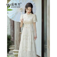 溫格芳 新中式連衣裙女裝2025夏季新款小個子國風(fēng)氣質(zhì)改良少女旗袍長裙 709碎花 L