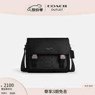 蔻馳（COACH）奧萊男士經(jīng)典標(biāo)志老花 RACER信使包斜挎 QB/炭黑色/黑色