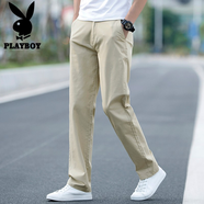 花花公子（PLAYBOY）休閑褲男秋季新款潮流商務(wù)寬松直筒褲子男士韓版百搭大碼長(cháng)褲男 6602卡其 36