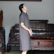 如素慢衣亞麻連衣裙36105 深灰色 XL125-135斤