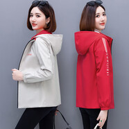 啄木鳥(niǎo)品牌女士短外套女春秋2025年新款休閑兩面穿女裝風(fēng)衣短款?yuàn)A克上衣 ZZH073紅色+卡其色-55# 2XL 建議125-140斤