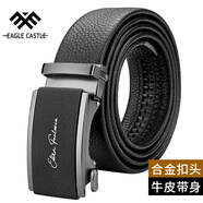 飛鷹城堡（eagle castle）皮帶不帶頭自動扣男士腰帶牛皮商務(wù)休閑褲帶帶身無扣頭皮帶條禮物 黑色帶身+扣頭【推薦五】 115cm 其他尺寸聯(lián)系客服備注