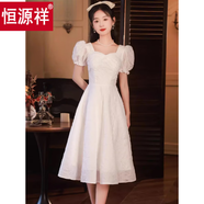恒源祥法式輕奢小眾晚禮服高級感氣質(zhì)連衣裙成人禮登記領(lǐng)證小白裙小個子 白色 XL