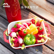 琺寶（staub）陶瓷烤盤芝士焗飯焗面盤家用烤箱焗爐專用烘焙雙耳長方菜盤 櫻桃紅20*16cm