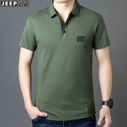 JEEP SPIRIT吉普休閑短袖t恤男夏季薄款polo翻領(lǐng)商務(wù)簡約男士半袖體恤衫 8001 11730708001軍綠 M碼建議120-140斤穿著