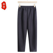 奉孝媽媽褲子60-70歲奶奶長(cháng)褲大碼直筒休閑女褲春秋中老年人200斤可穿 2112細條紋【春秋款】 5XL(建議150-165斤)